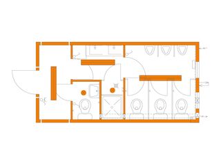 Sanitärcontainer mit Toiletten und Dusche