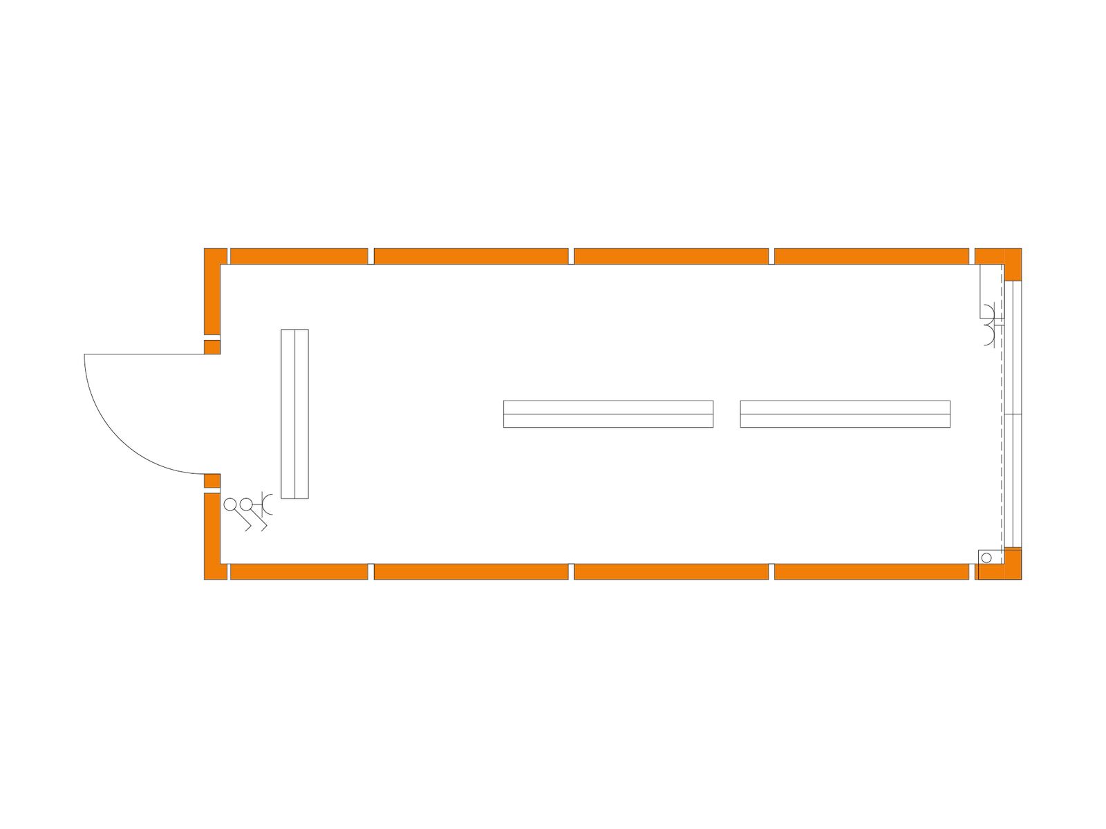 Modular unit, 6 metres, narrow