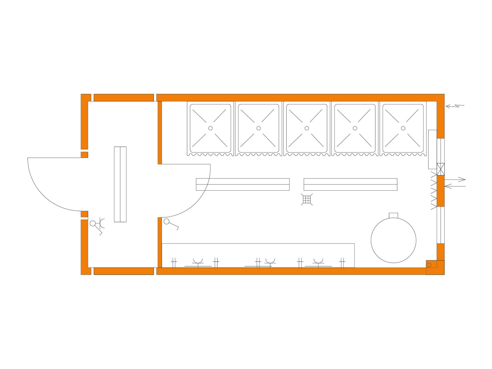 Modular unit, showers