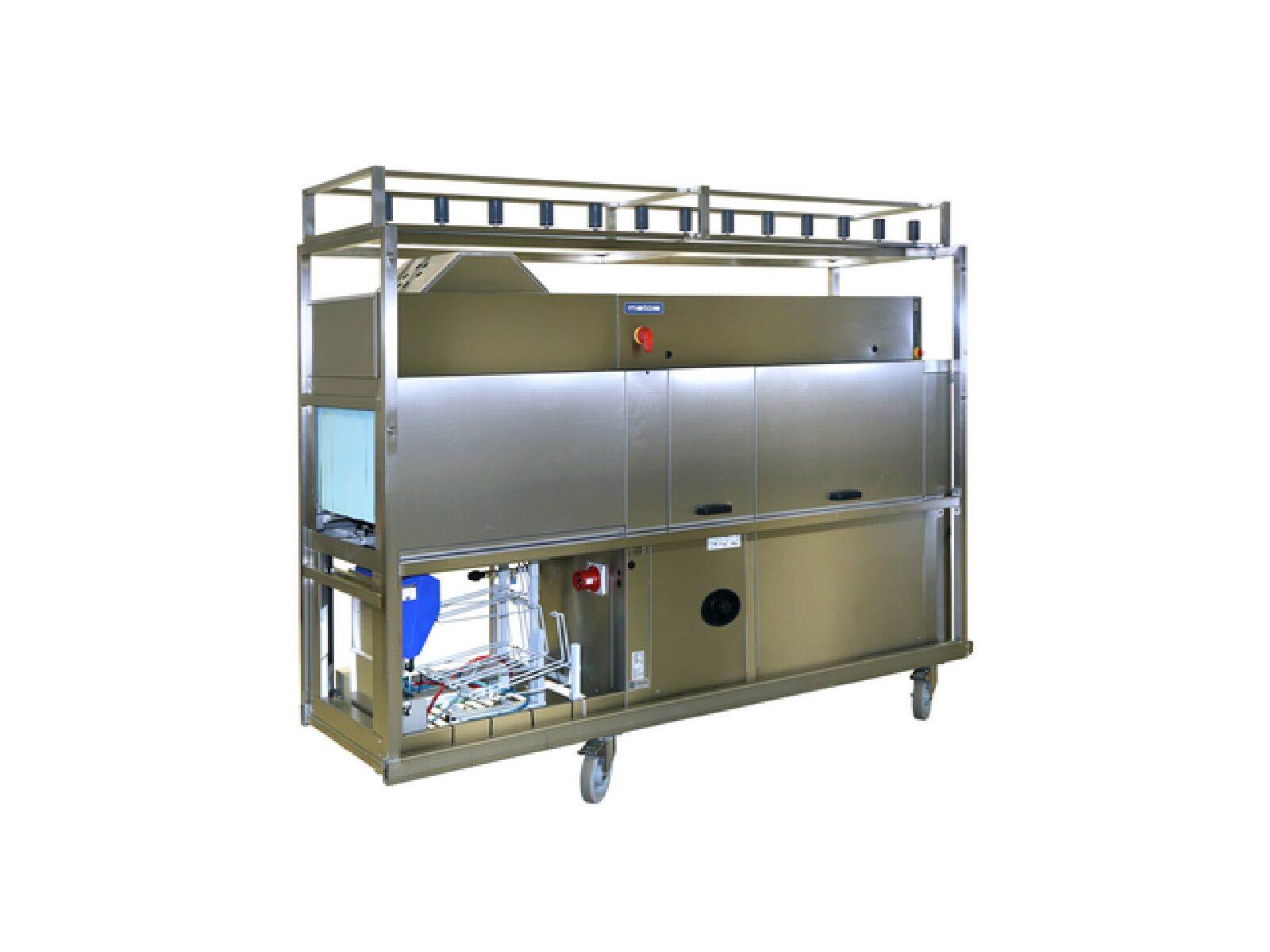 Dishwashing line mobile rinsing unit