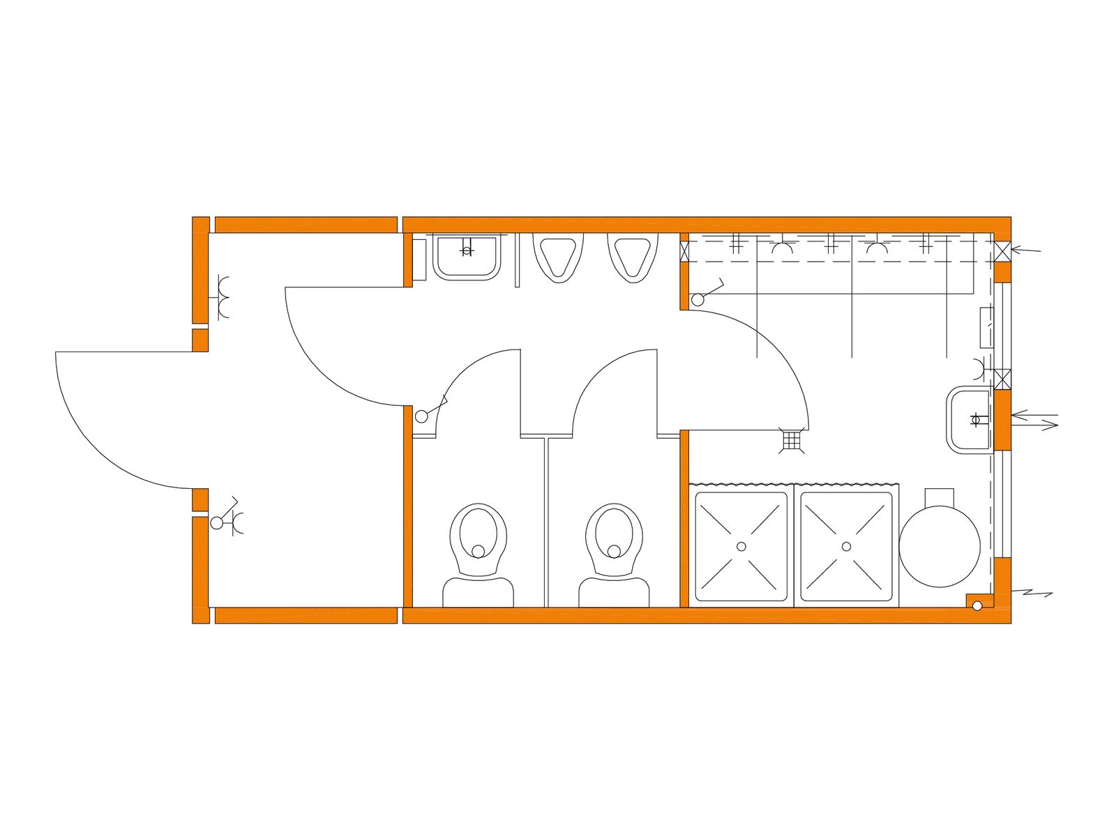 Modular unit, sanitary, with shower