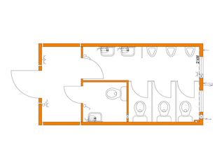 Unité modulaire toilettes/lave-mains