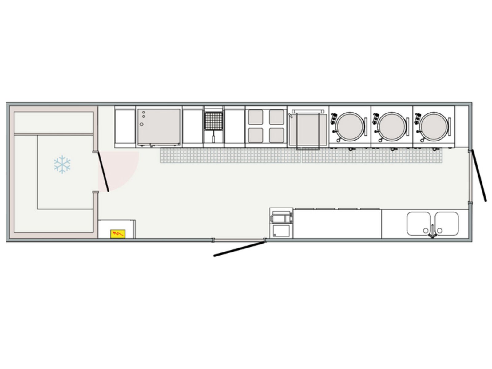 Kitchen unit 10m with cold store